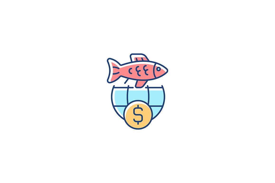 Fishing industry RGB color icons set