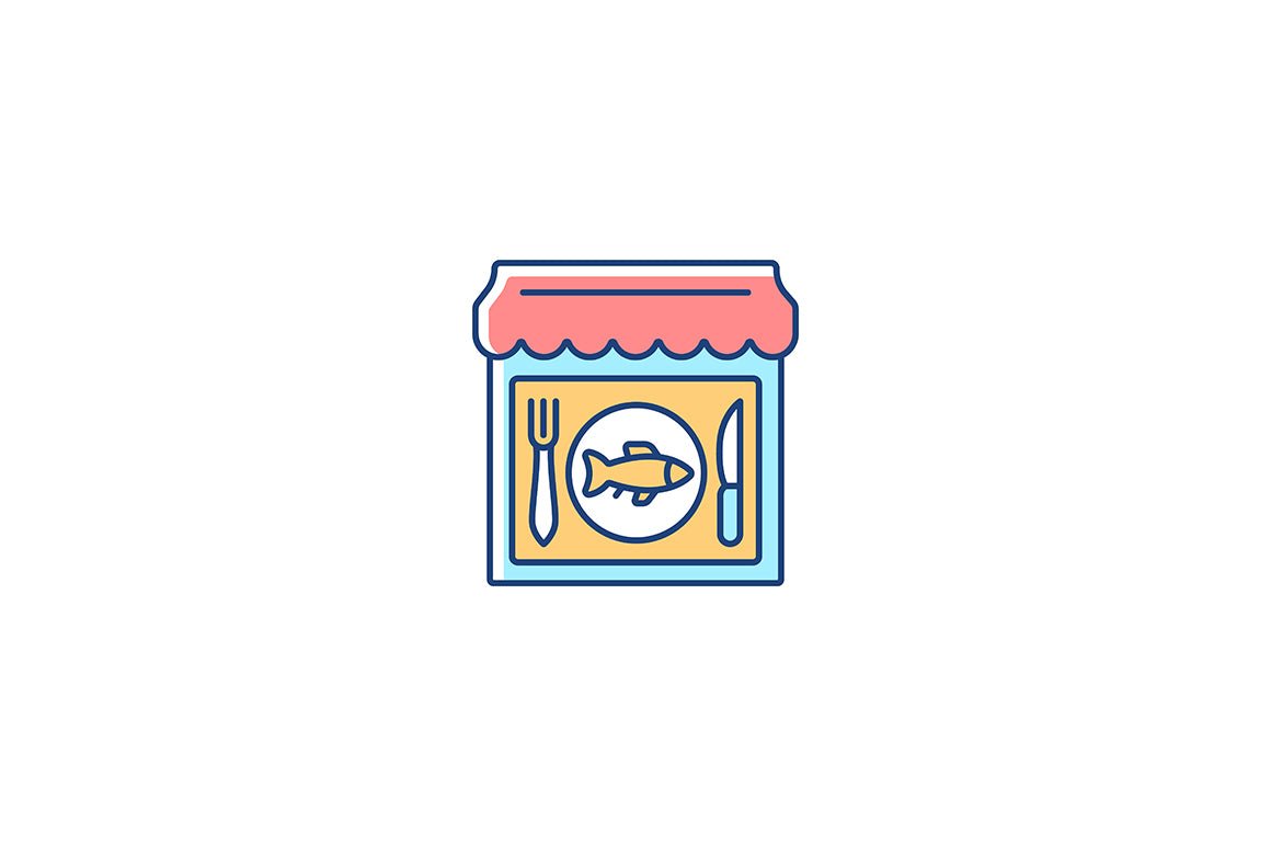 Fishing industry RGB color icons set