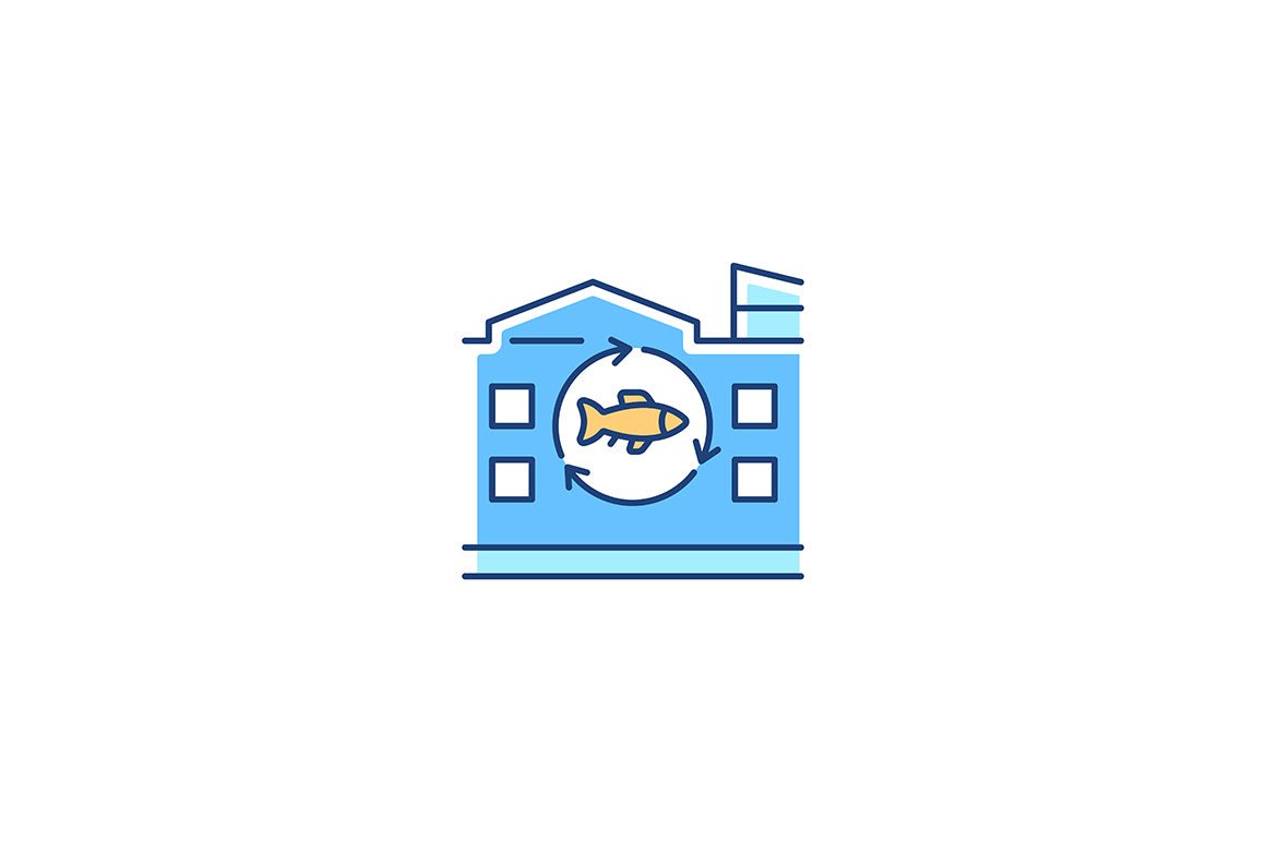Fishing industry RGB color icons set