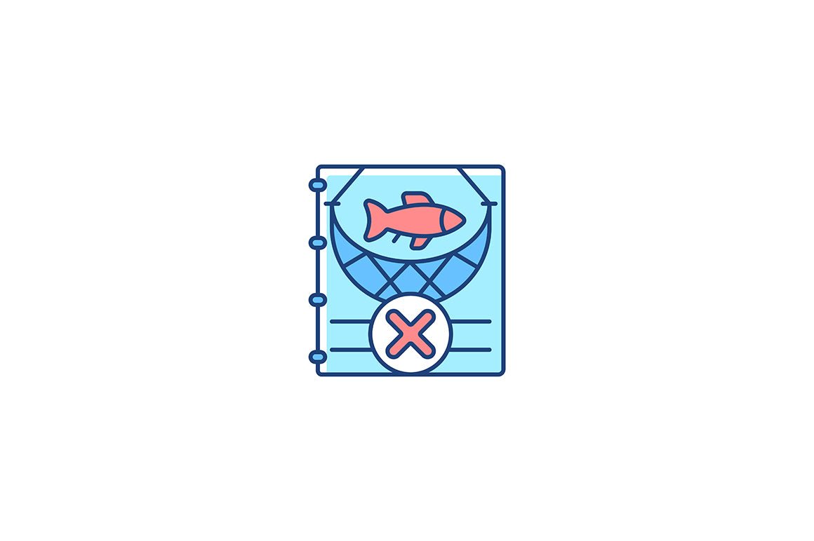Fishing industry RGB color icons set