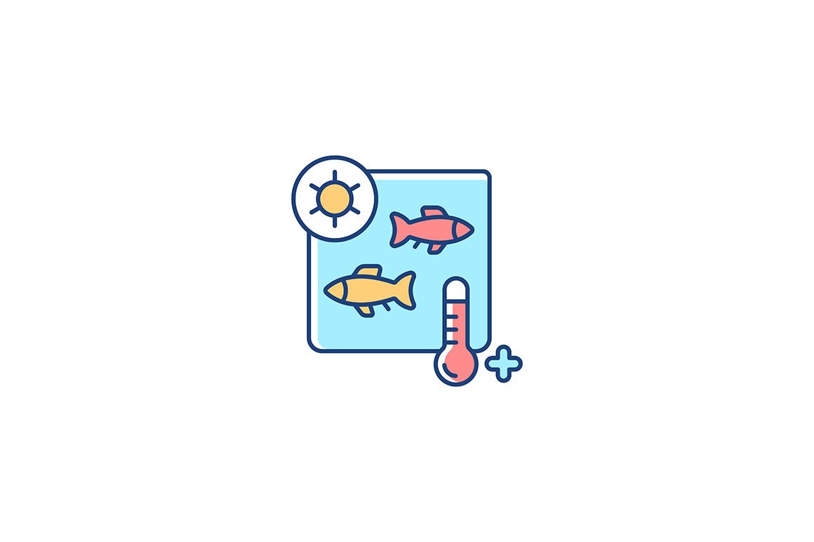 Fishing industry RGB color icons set