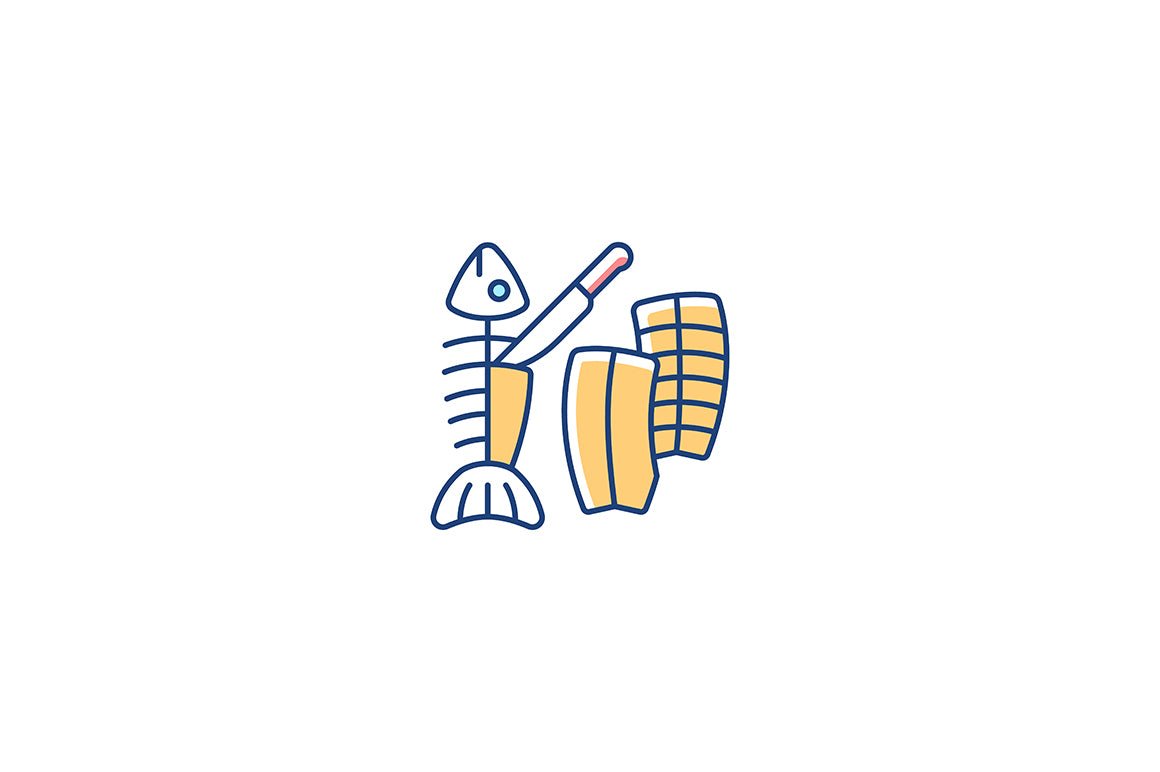 Fishing industry RGB color icons set