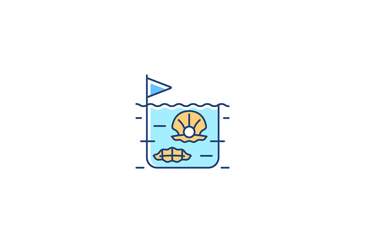 Fishing industry RGB color icons set