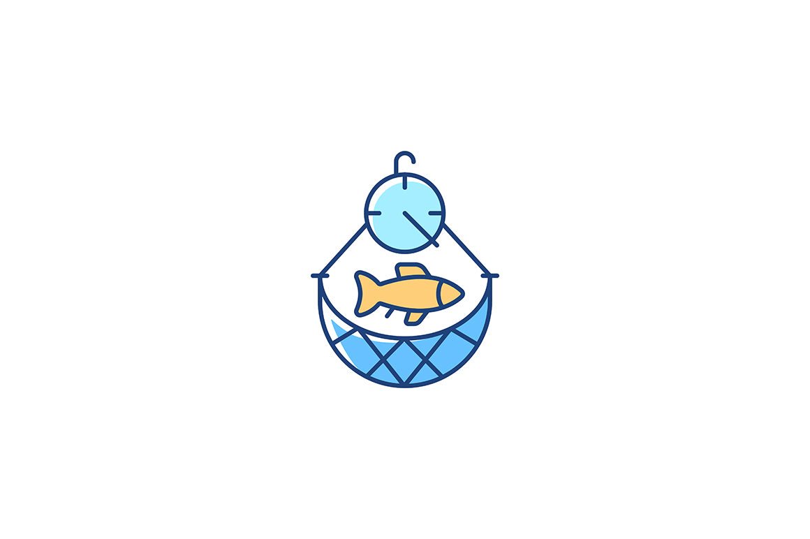 Fishing industry RGB color icons set