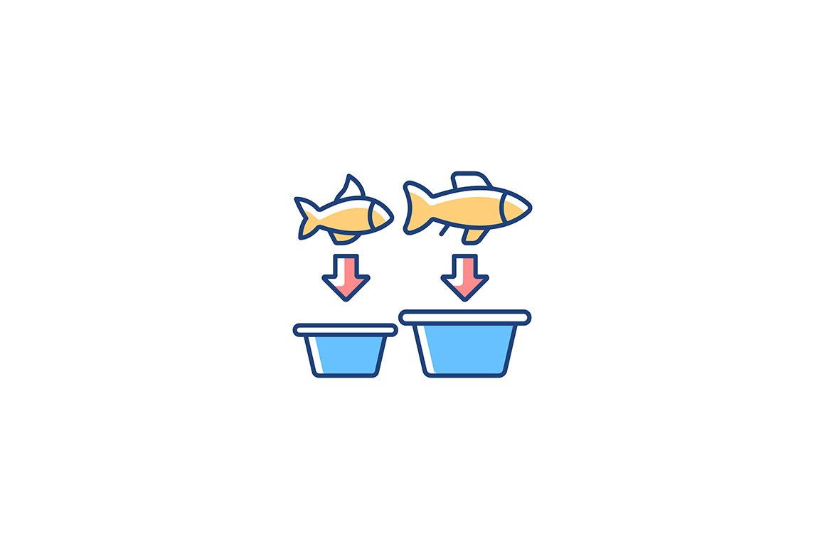 Fishing industry RGB color icons set
