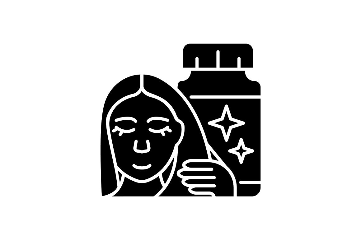 Food supplements black glyph icons set
