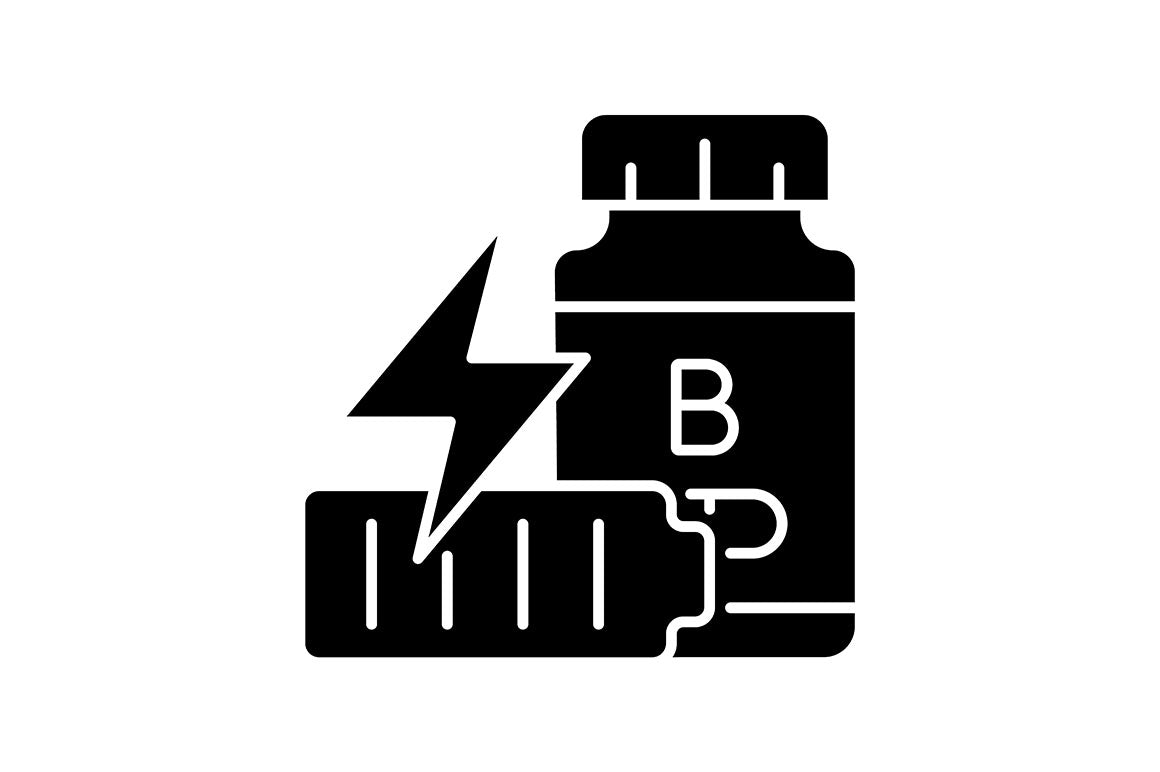 Food supplements black glyph icons set
