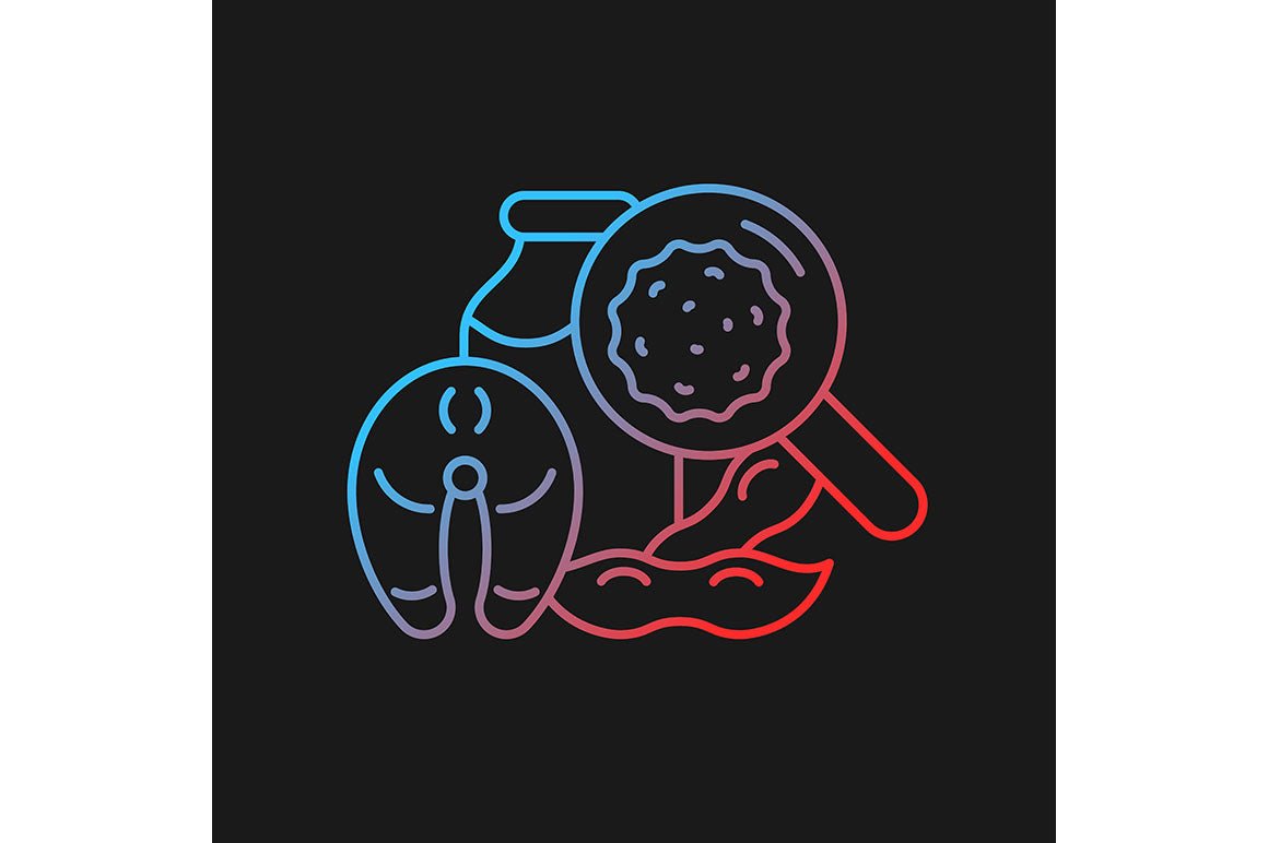 Food testing gradient icons set for dark and light mode