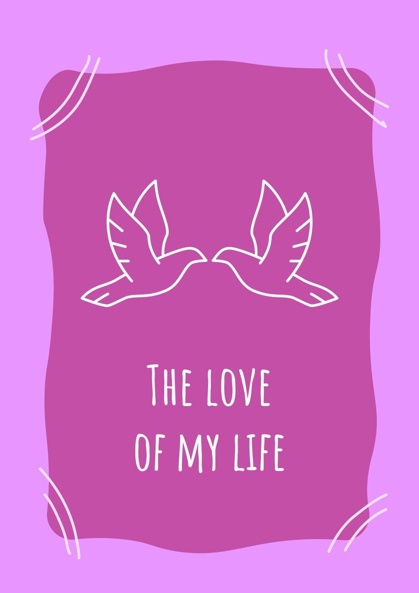 For her purple postcard with linear glyph icon set