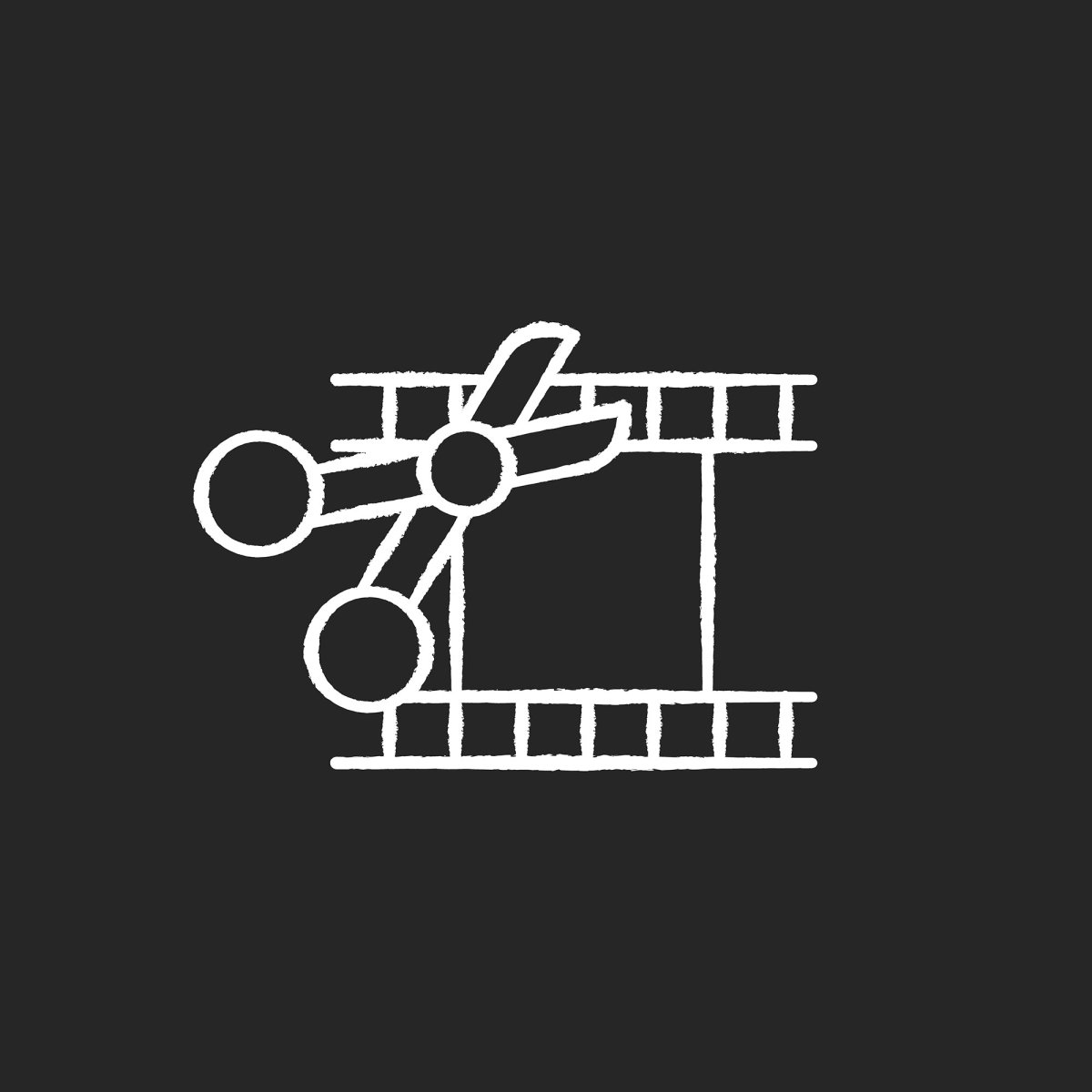 Freelance professions elements chalk white icons set on black background