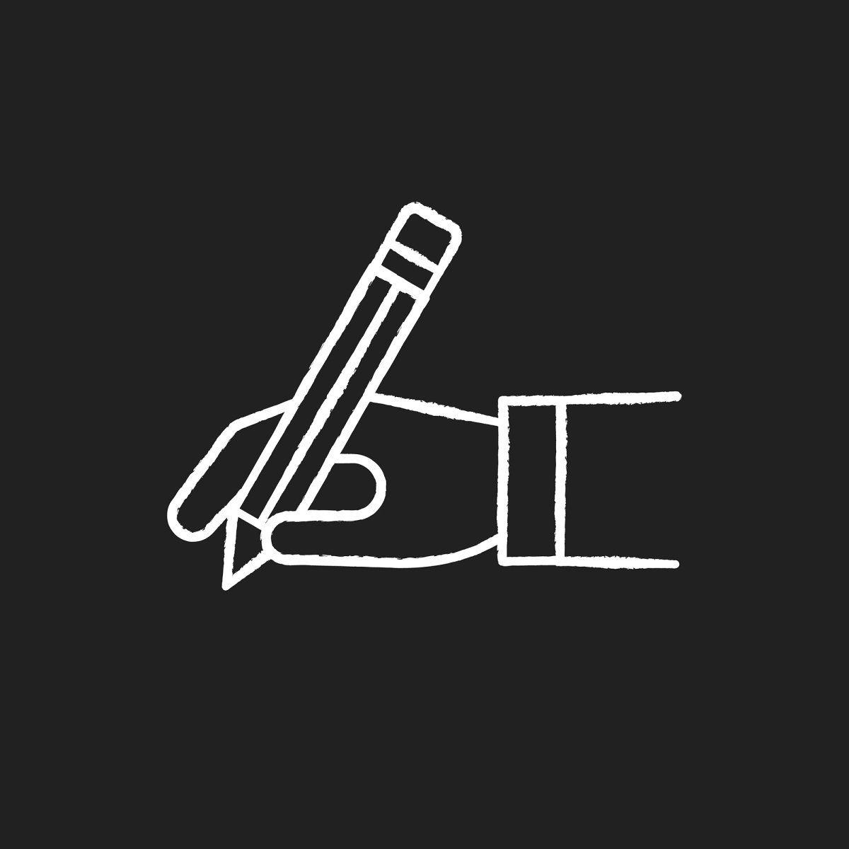 Freelance professions elements chalk white icons set on black background