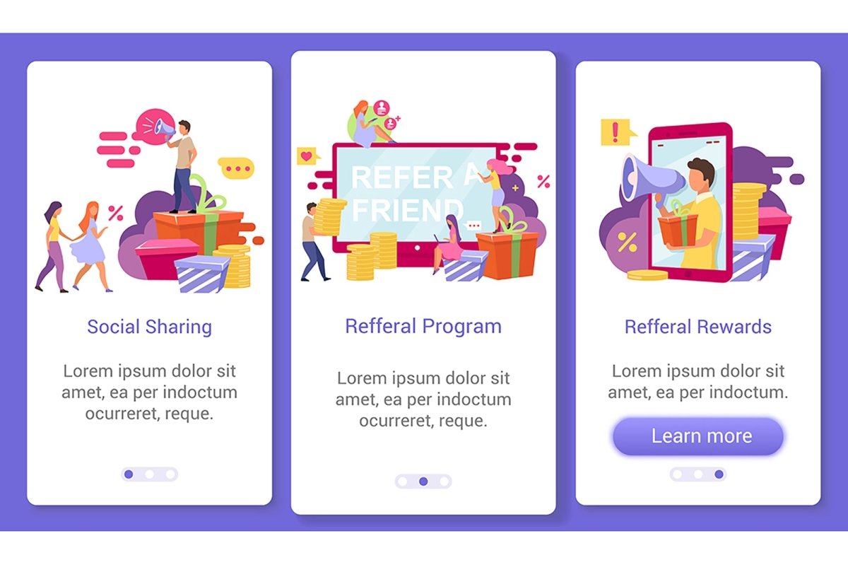Friend pastime onboarding mobile app screen vector template