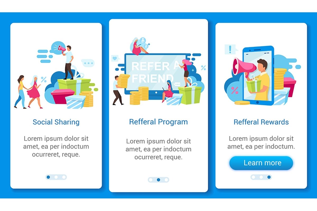 Friend pastime onboarding mobile app screen vector template