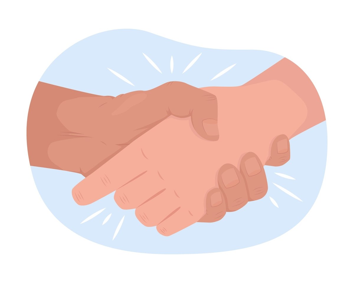 Friendly interaction 2D vector isolated illustration set