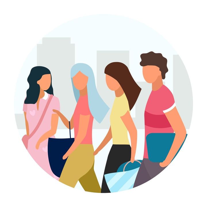Friends pastime together flat concept icons set