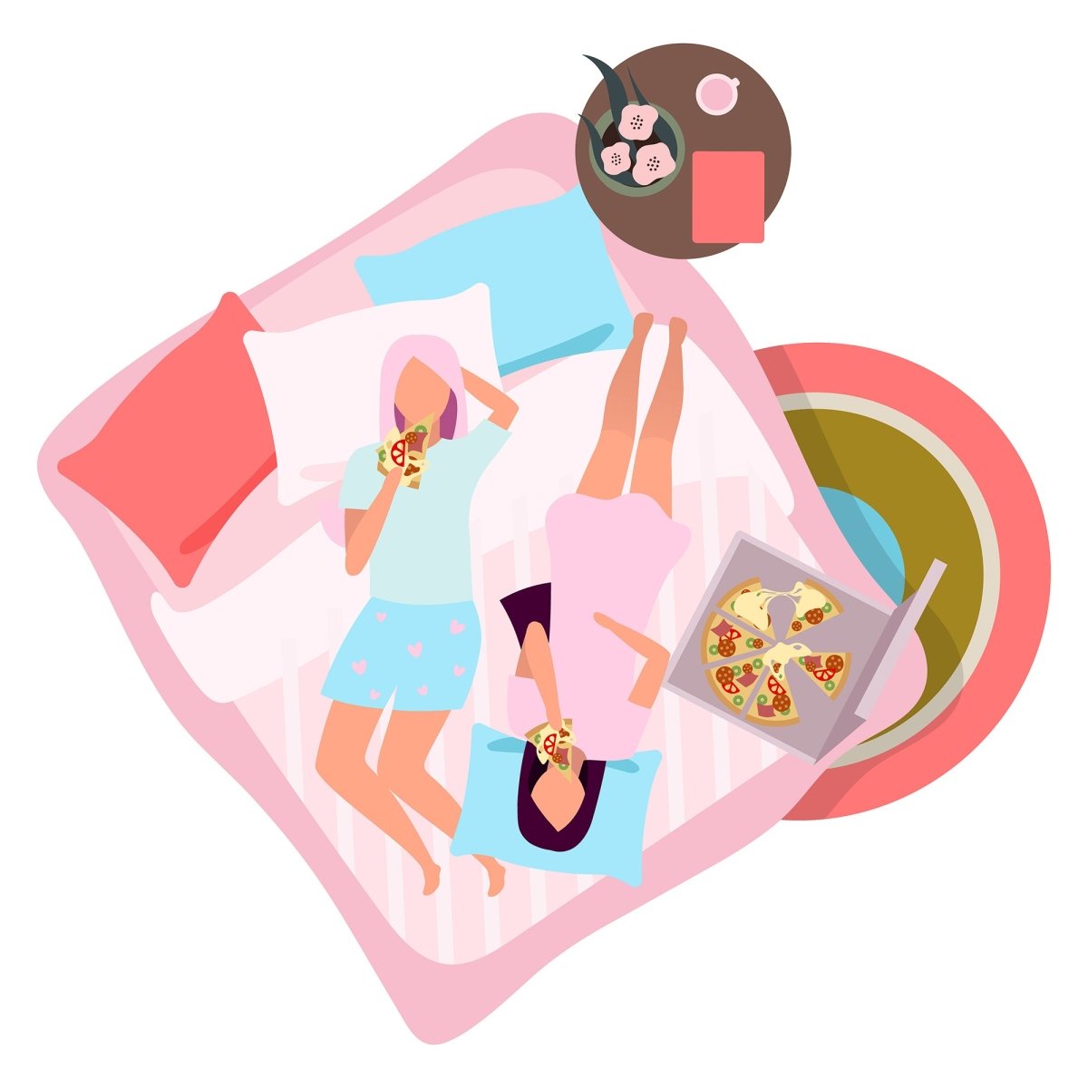 Friends together flat vector illustration set