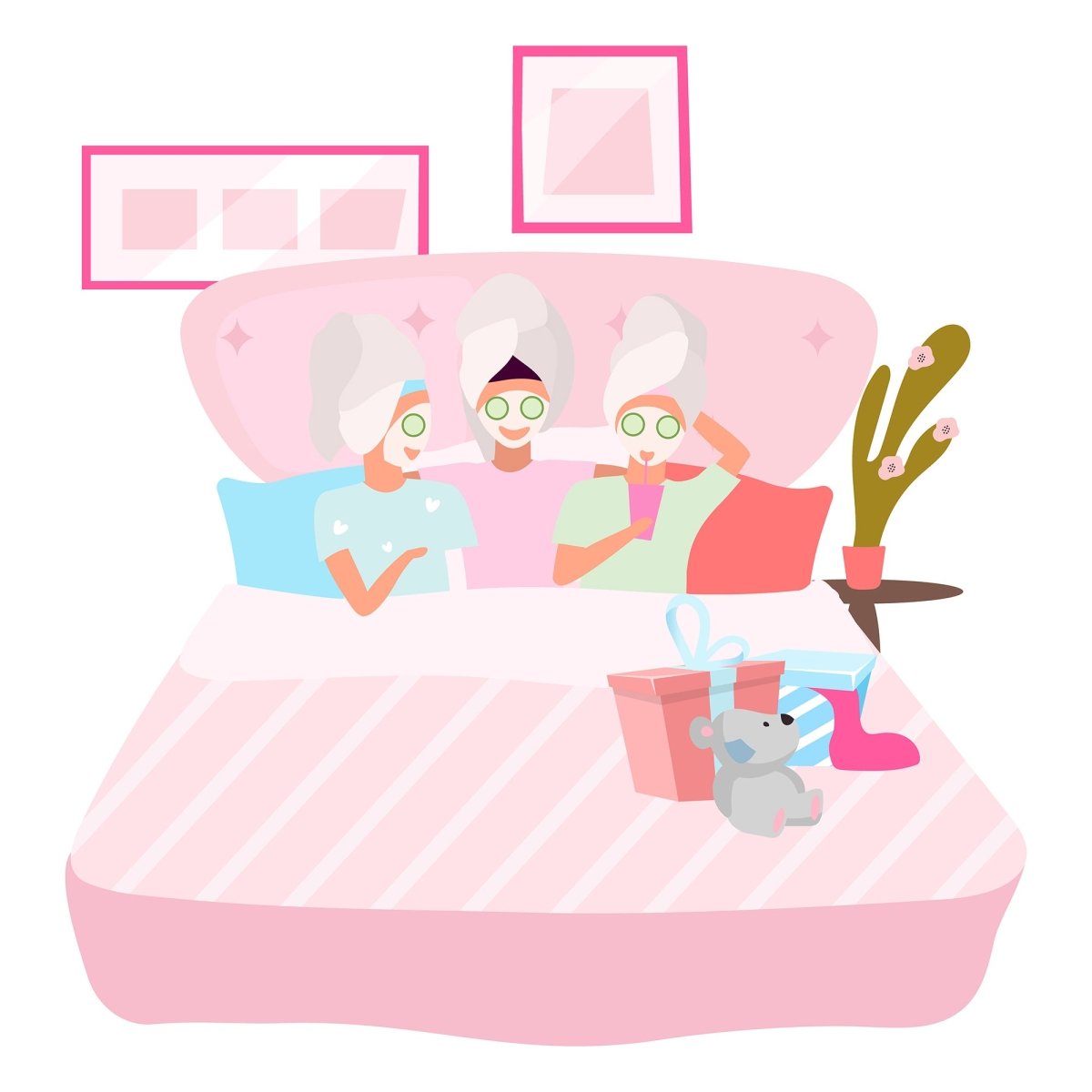 Friends together flat vector illustration set