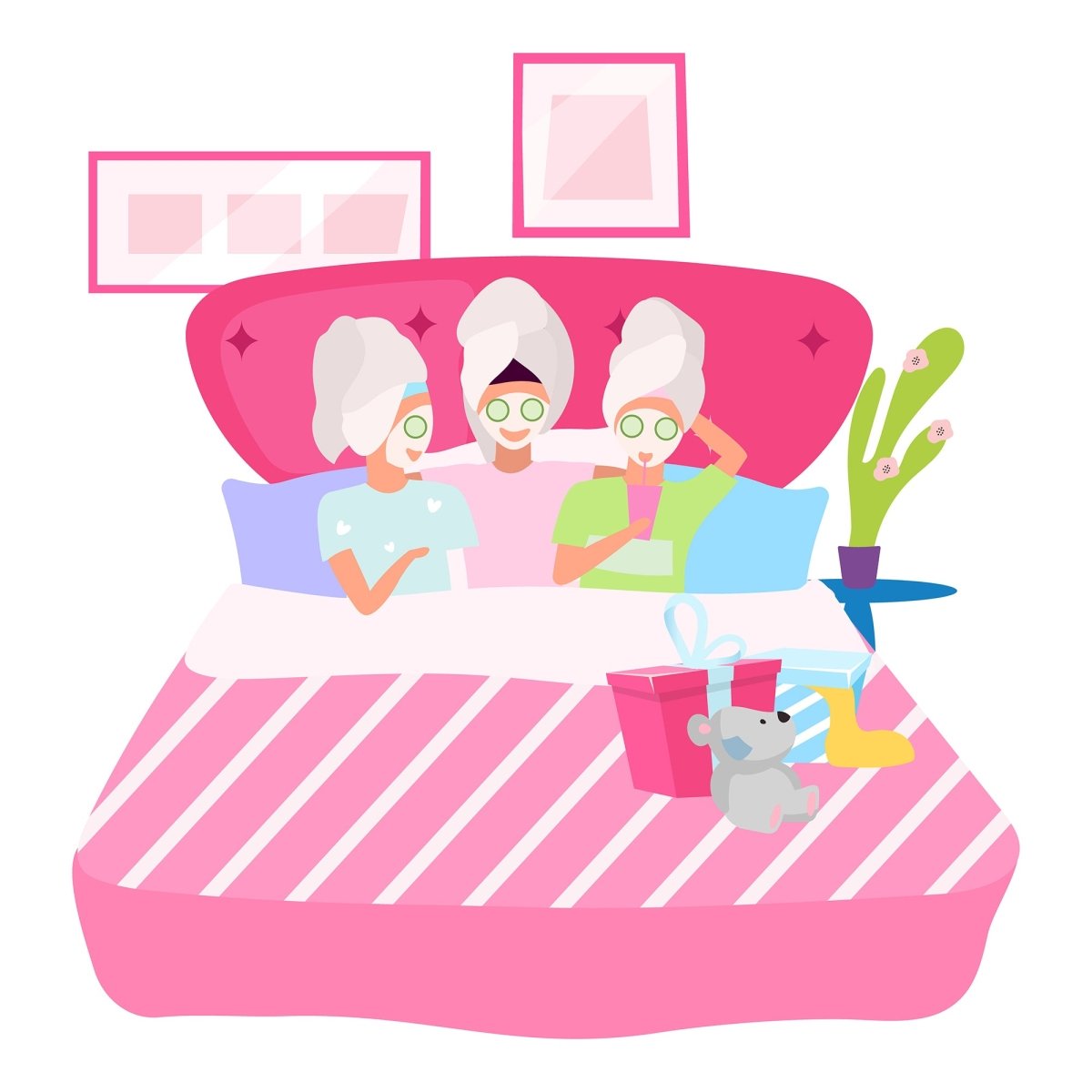 Friends together flat vector illustration set