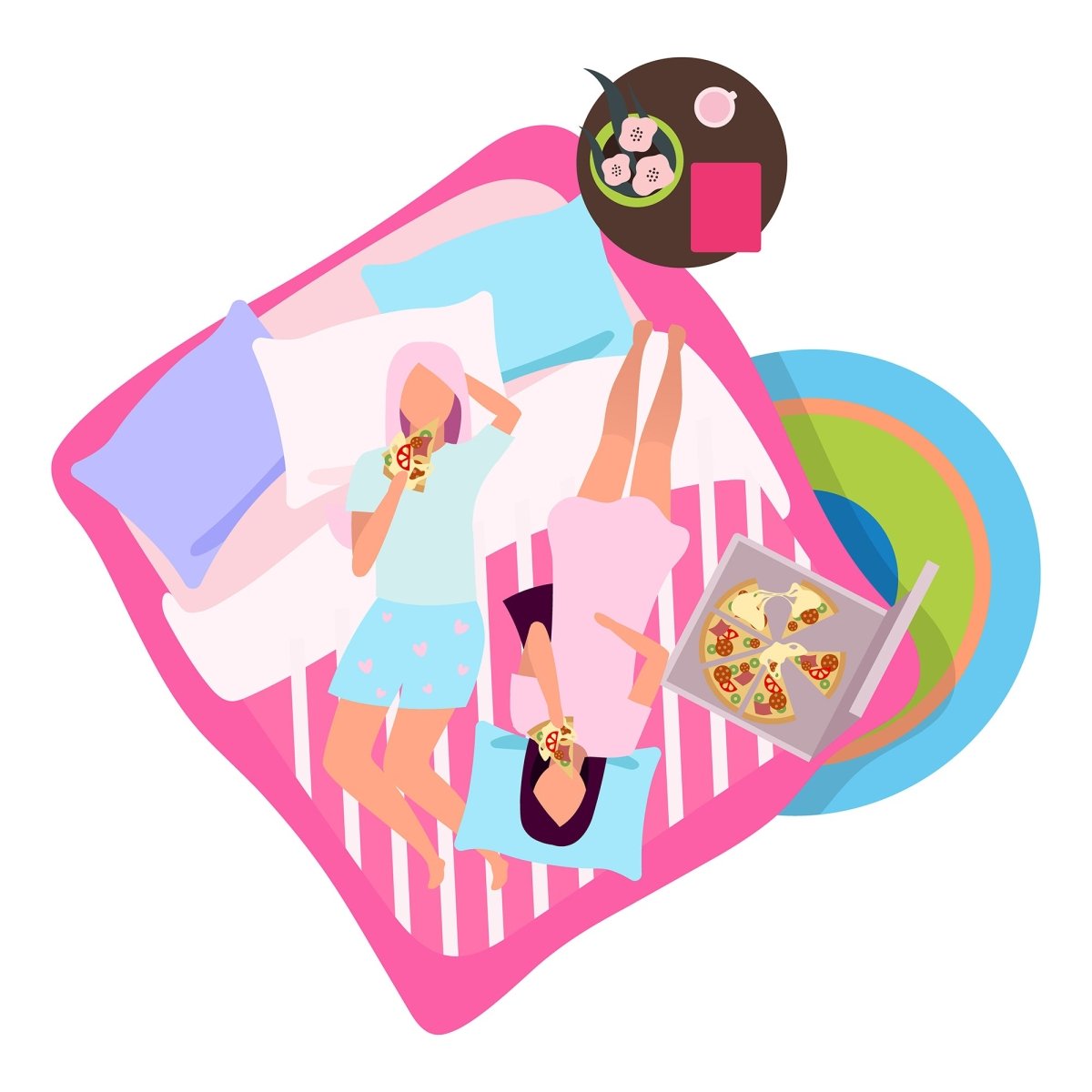 Friends together flat vector illustration set