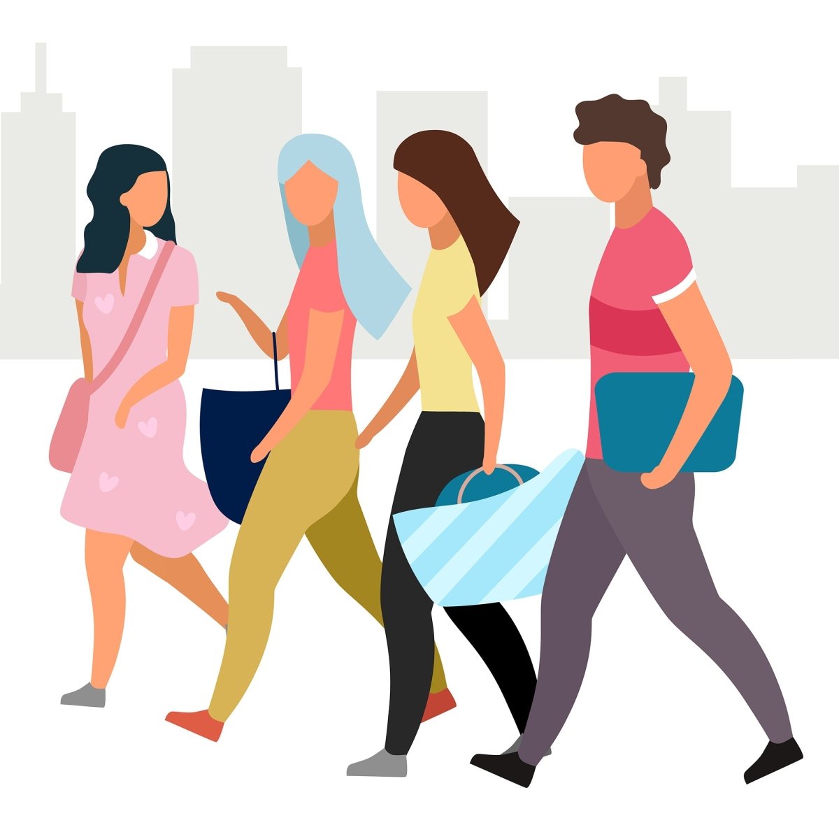 Friends together flat vector illustration set