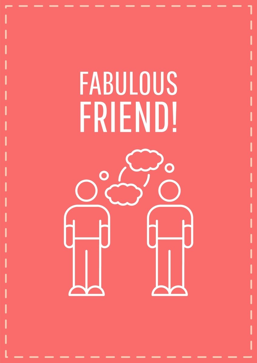 Friendship postcard with linear glyph icon set