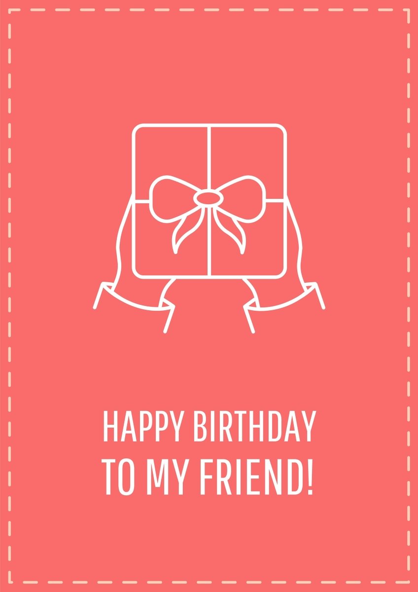 Friendship postcard with linear glyph icon set