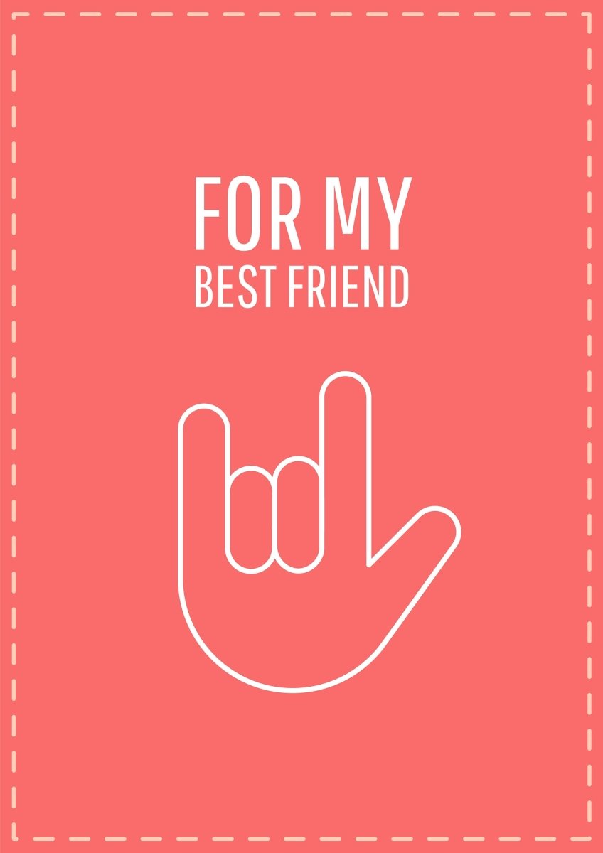 Friendship postcard with linear glyph icon set