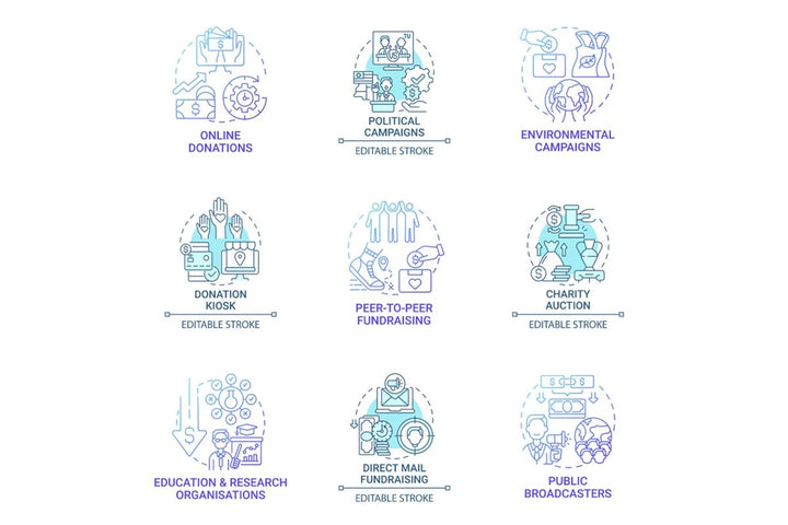Fundraising concept icons bundle