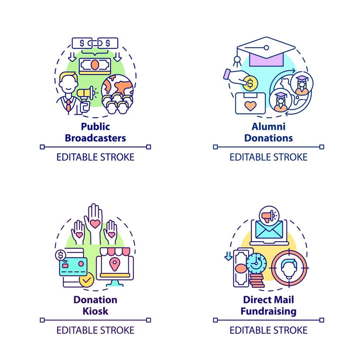 Fundraising concept icons bundle
