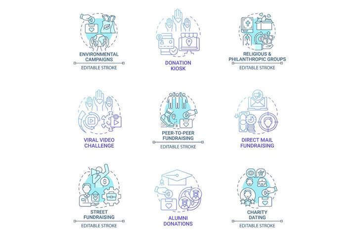 Fundraising concept icons bundle