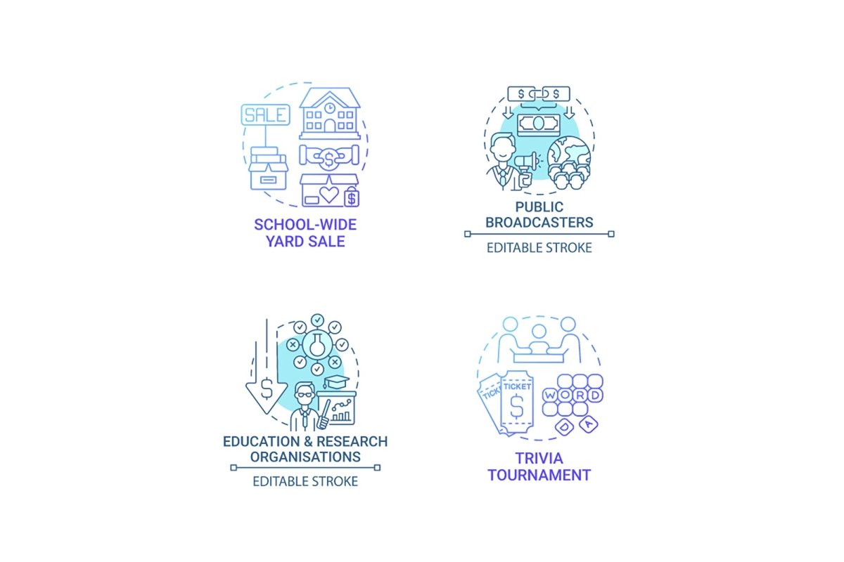 Fundraising concept icons bundle