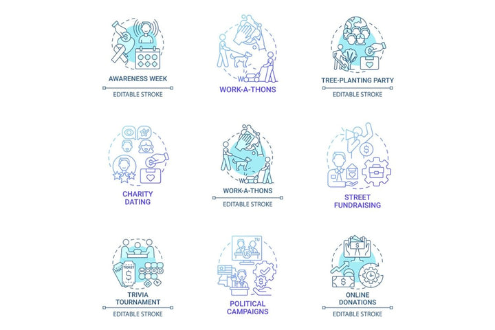 Fundraising concept icons bundle