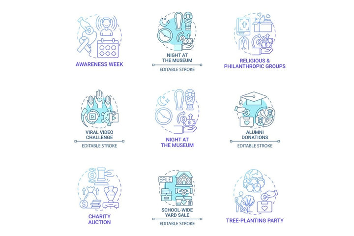 Fundraising concept icons bundle