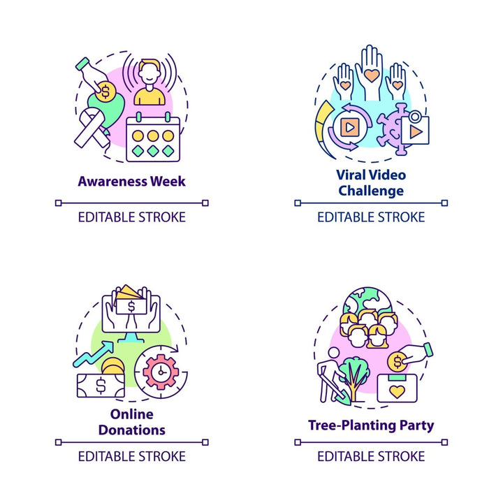 Fundraising concept icons bundle
