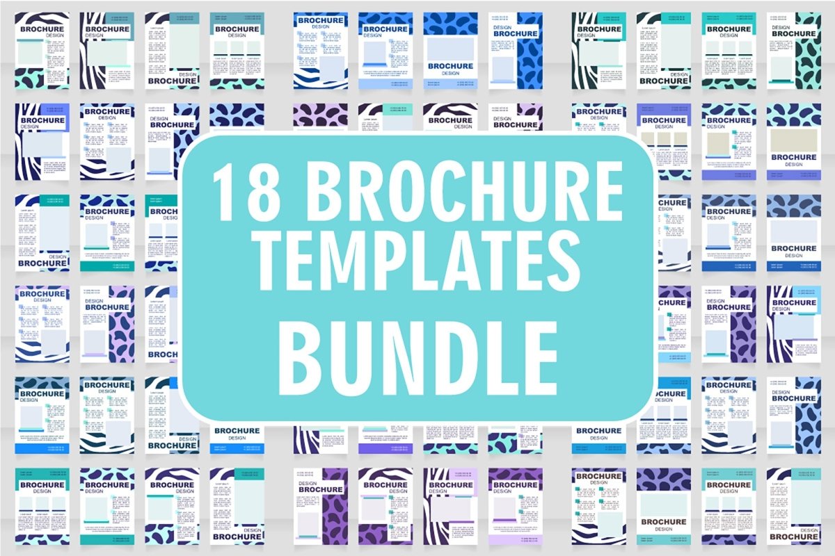 Fur print blank brochure layout design set