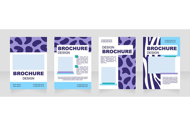 Fur print blank brochure layout design set