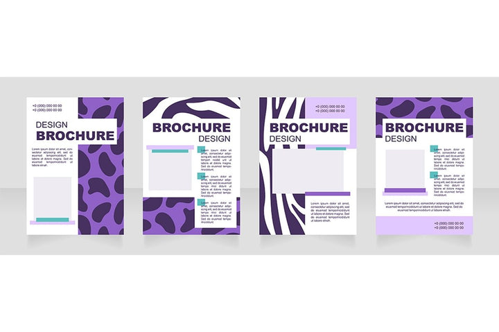 Fur print blank brochure layout design set