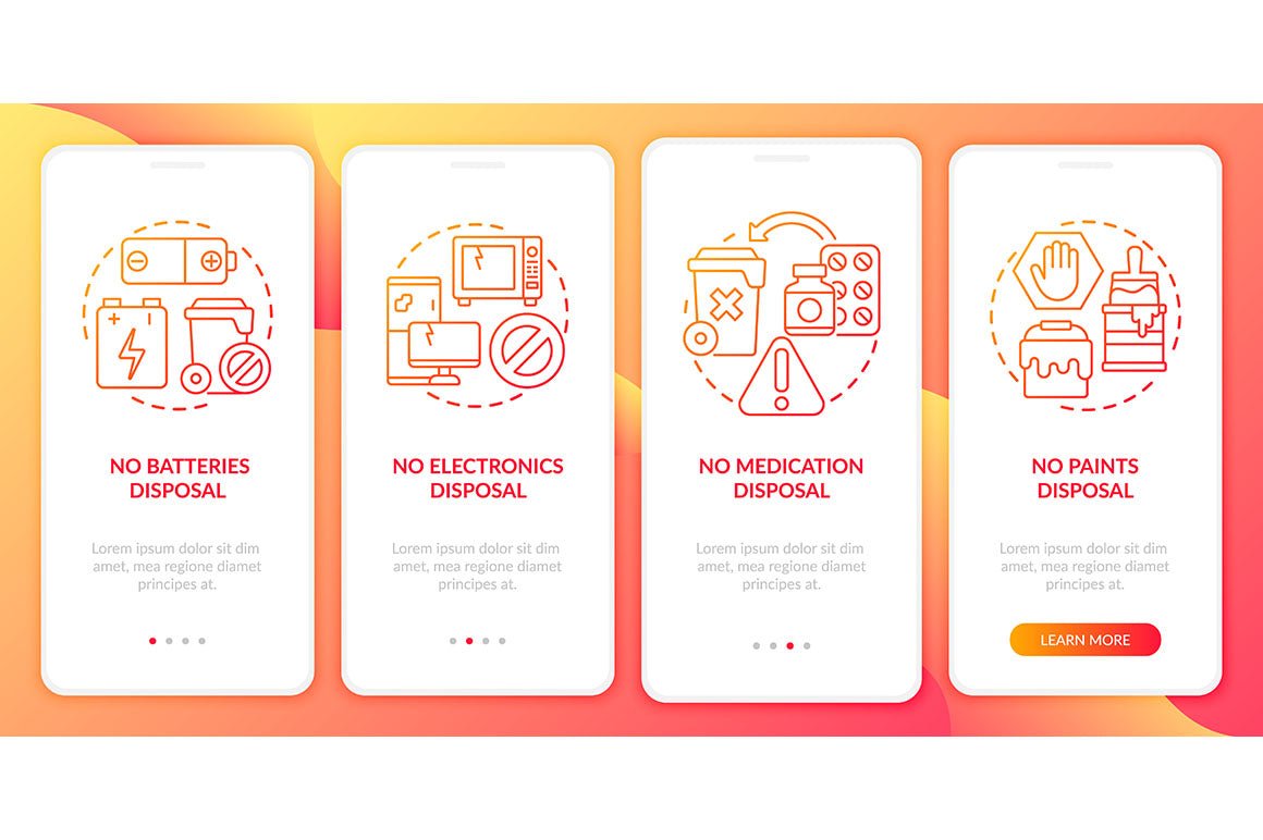 Garbage management service onboarding mobile app page screen bundle