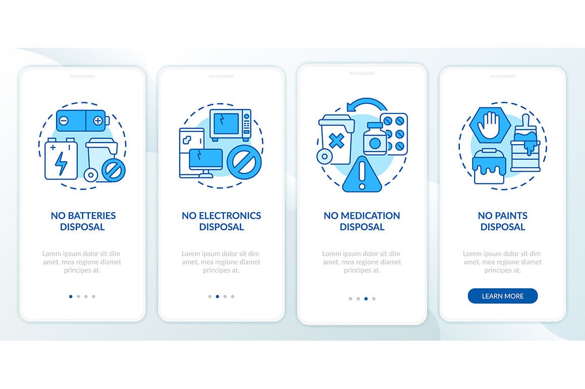 Garbage management service onboarding mobile app page screen bundle