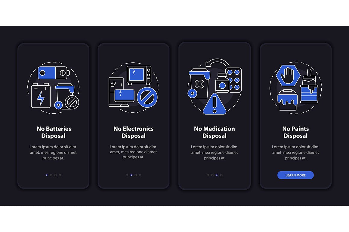 Garbage management service onboarding mobile app page screen bundle