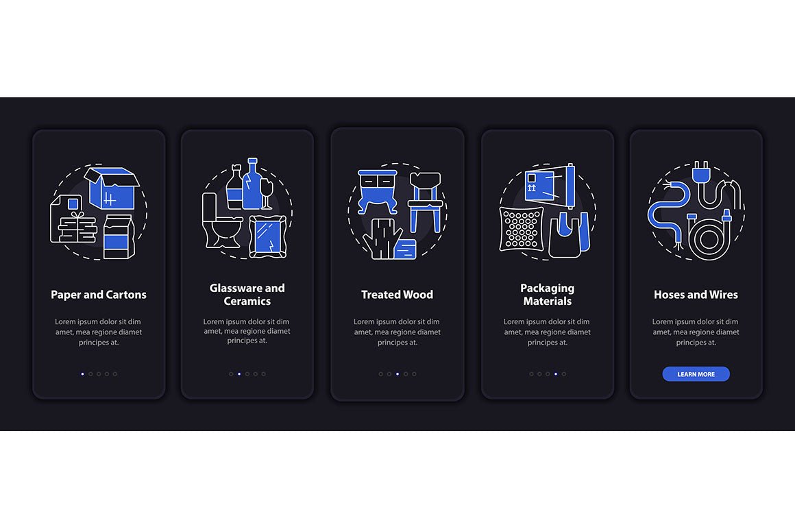 Garbage management service onboarding mobile app page screen bundle