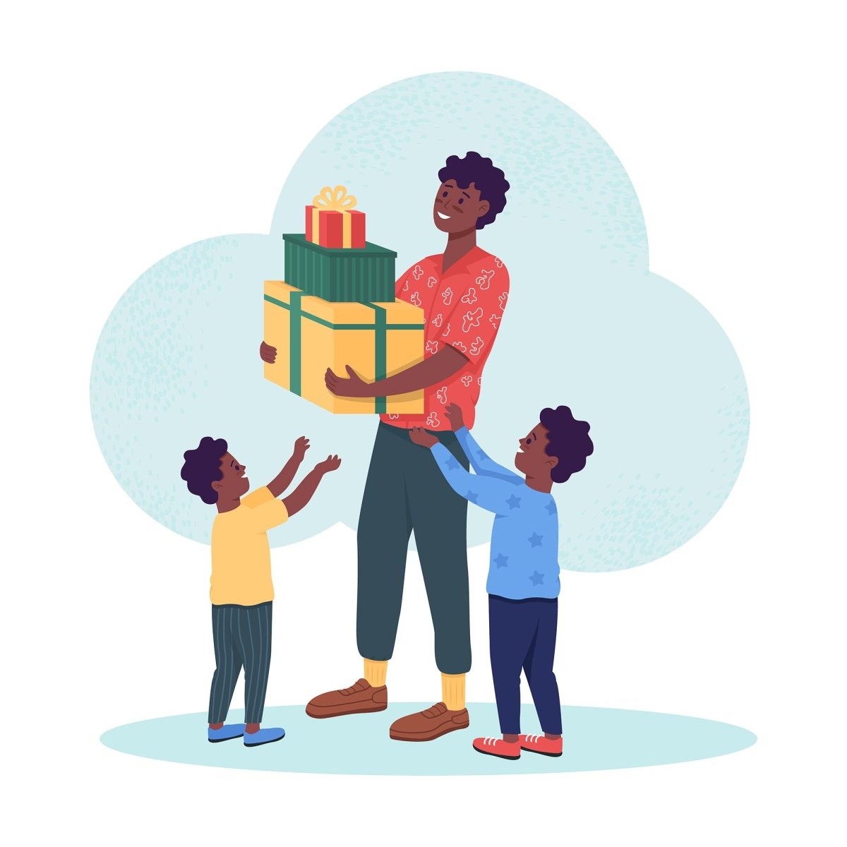 Giving gifts to kids vector isolated illustration set