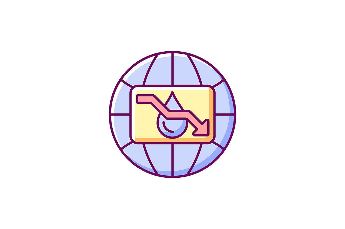 Global water crisis RGB color icons set