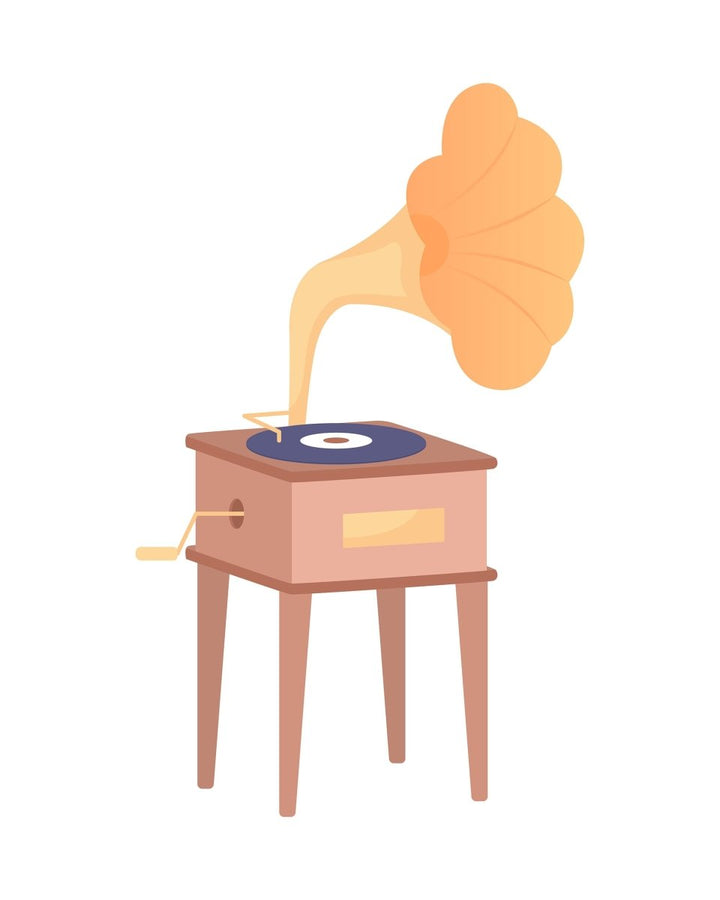 Gramophone for playing music semi flat color vector object