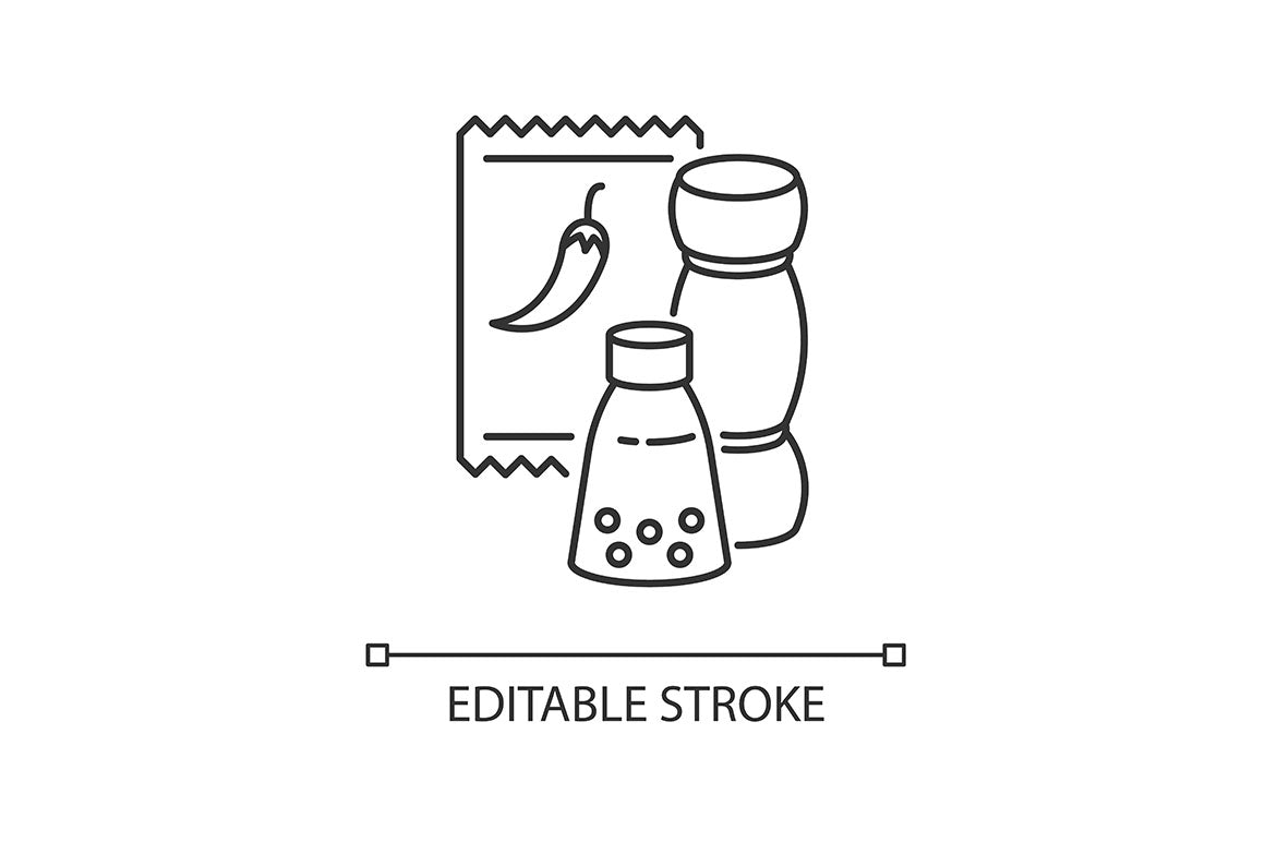 Groceries category pixel perfect linear icons set