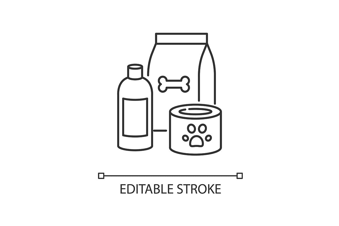 Groceries category pixel perfect linear icons set