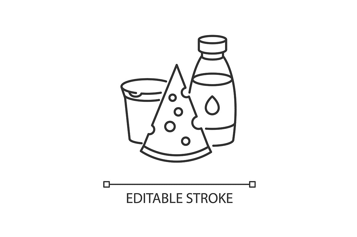 Groceries category pixel perfect linear icons set