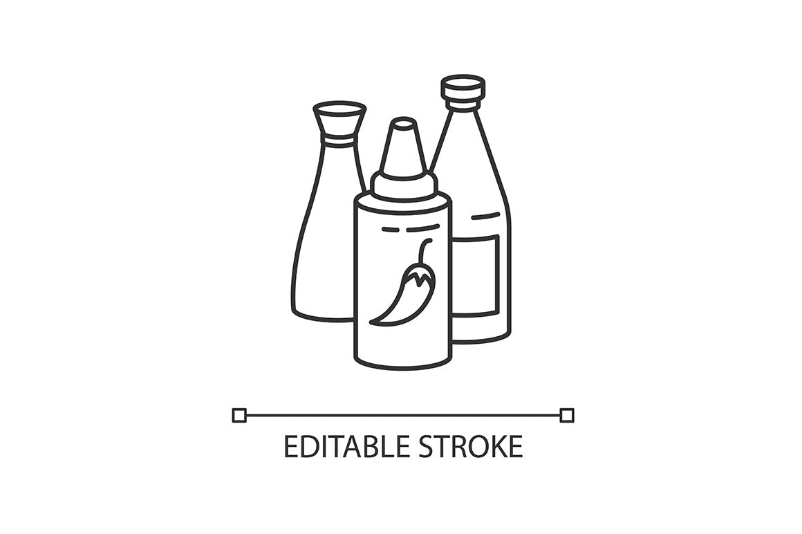 Groceries category pixel perfect linear icons set