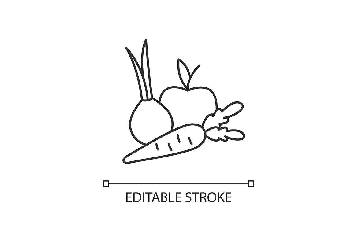 Groceries category pixel perfect linear icons set