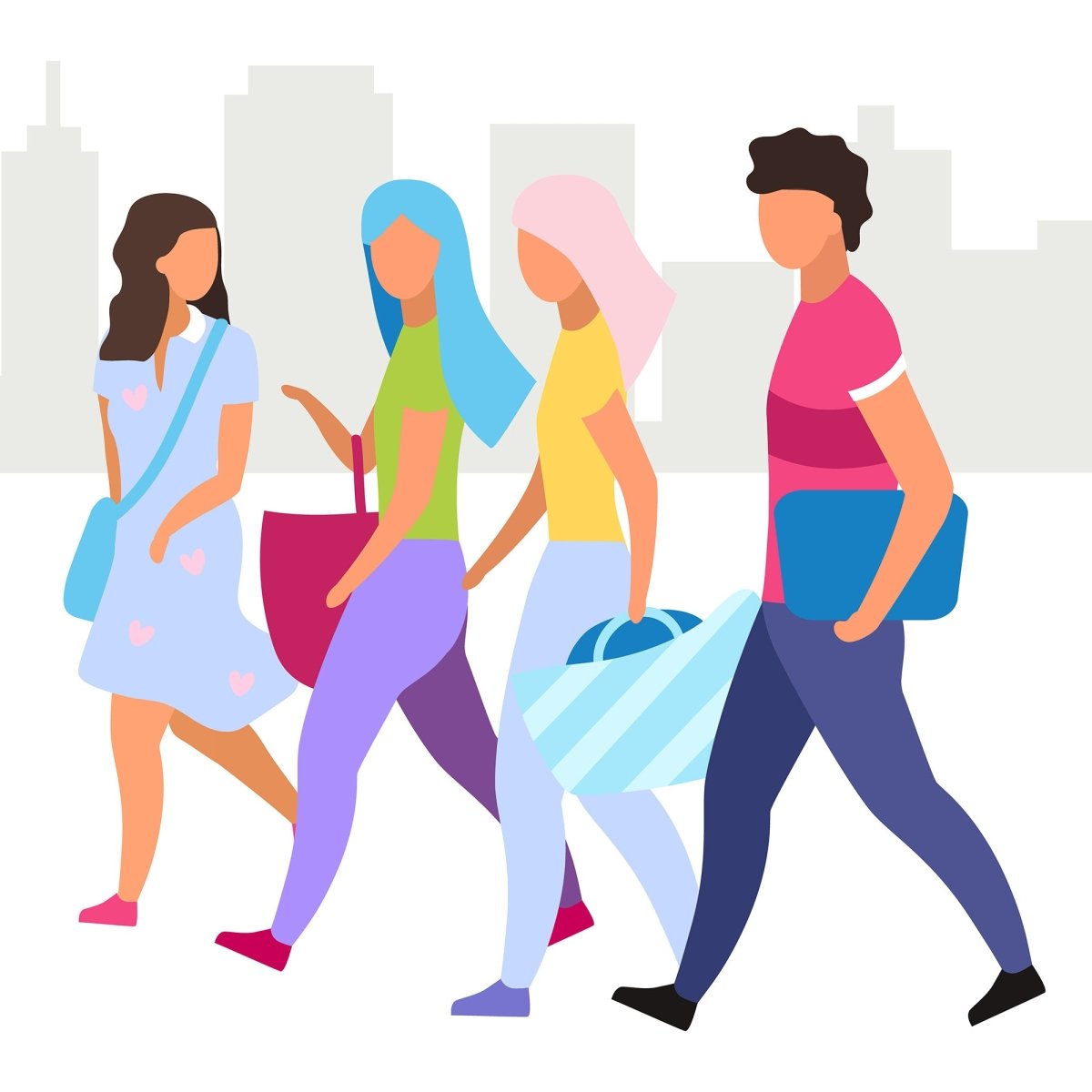 Group of people, friends flat vector illustrations set